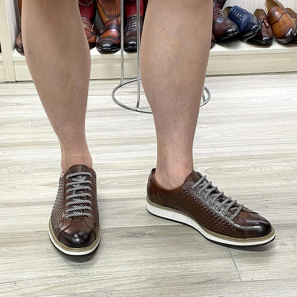 KIMLUD, Genuine Cow Leather Men's Casual Business Shoes 7-Eyelet Lace Up European Luxury Flat Driving Shoe Outdoor Sneakers for Men, KIMLUD Womens Clothes