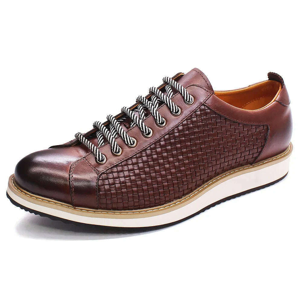 KIMLUD, Genuine Cow Leather Men's Casual Business Shoes 7-Eyelet Lace Up European Luxury Flat Driving Shoe Outdoor Sneakers for Men, KIMLUD Womens Clothes