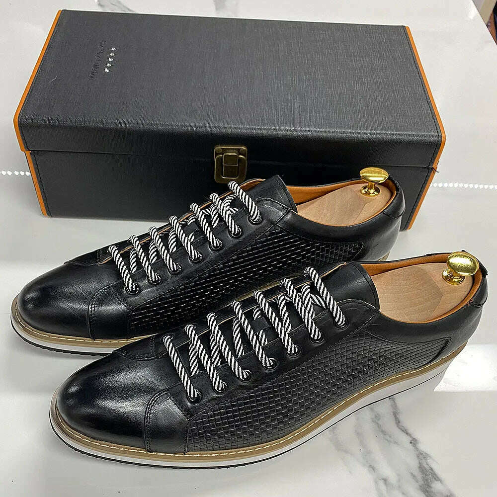 KIMLUD, Genuine Cow Leather Men's Casual Business Shoes 7-Eyelet Lace Up European Luxury Flat Driving Shoe Outdoor Sneakers for Men, KIMLUD Womens Clothes
