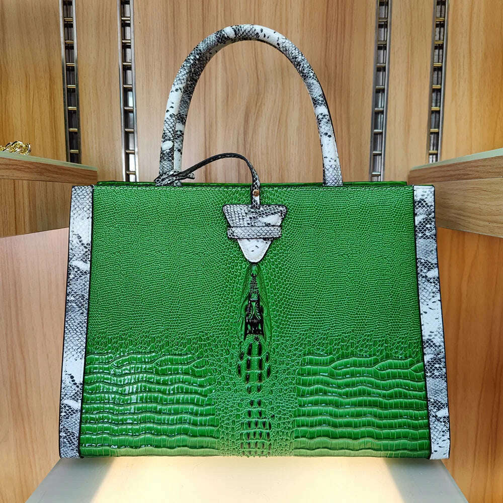 KIMLUD, Genuine leather 2023new crocodile tears Tote women's bag luxury brand handbag versatile shoulder bag, KIMLUD Womens Clothes