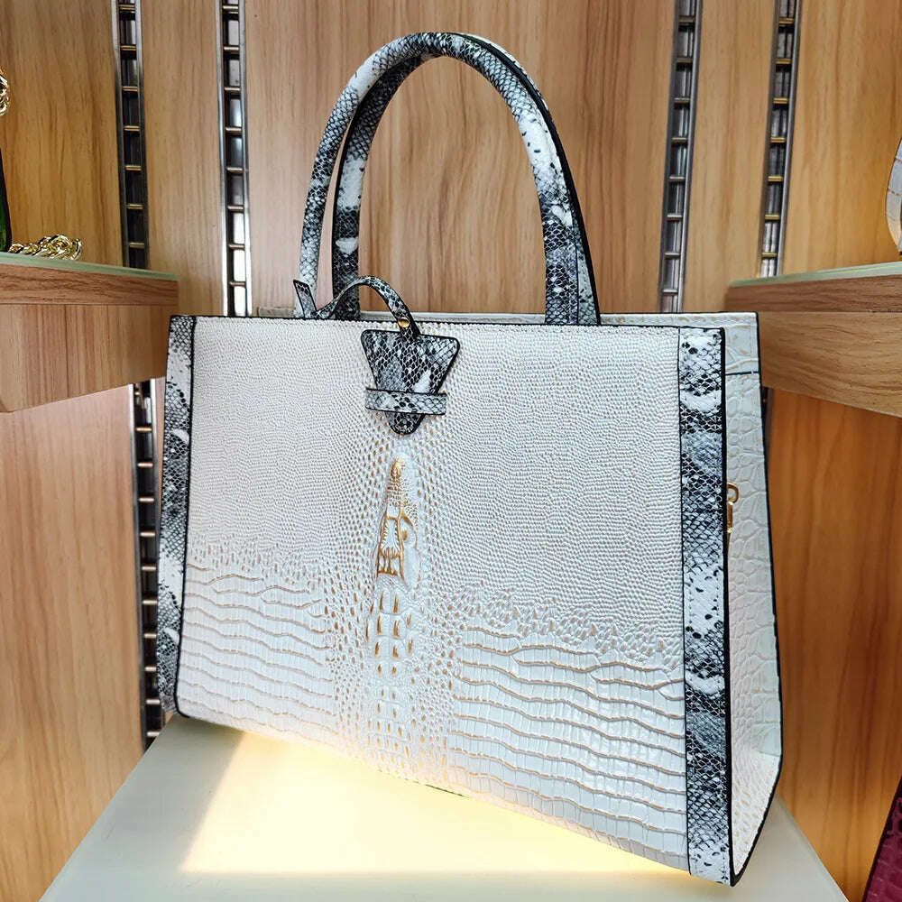 KIMLUD, Genuine leather 2023new crocodile tears Tote women's bag luxury brand handbag versatile shoulder bag, KIMLUD Womens Clothes