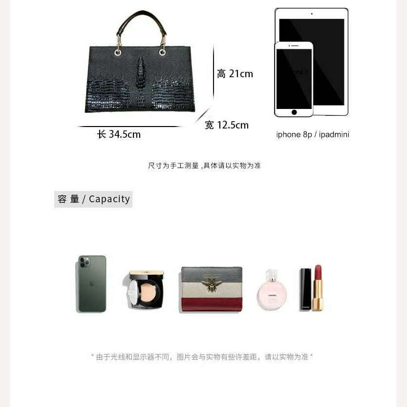 KIMLUD, Genuine leather 2023new crocodile tears Tote women's bag luxury brand handbag versatile shoulder bag, KIMLUD Womens Clothes