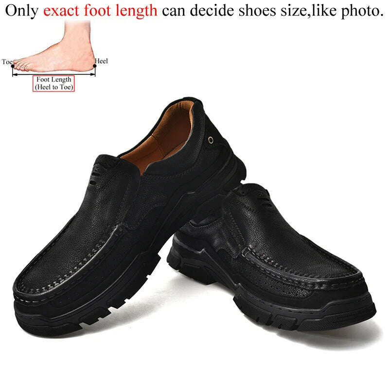 Genuine Leather Casual Shoes for Men in Brown Black Khaki Natural Cow Leather High Quality Outdoor Trekking Hiking - KIMLUD
