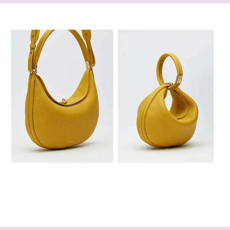 KIMLUD, Genuine leather Elegant Half Moon Underarm Shoulder Brand Designer Womens Bags for Women Ladies Bag Handbags High Quality Luxury, yellow, KIMLUD APPAREL - Womens Clothes