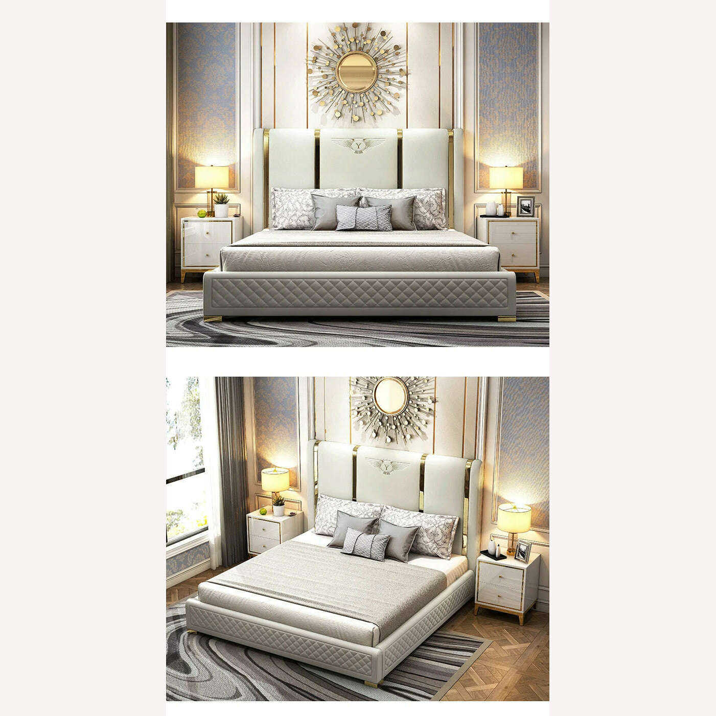 Genuine Leather entry lux bed frame modern Nordic camas ultimate bed кровать двуспальная lit beds سرير muebles de dormitorio ме - KIMLUD