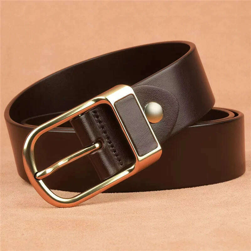 Genuine Leather For Men's High Quality Buckle Jeans Cowskin Casual Belts Business Cowboy Waistband Male Fashion Designer 2022New - KIMLUD
