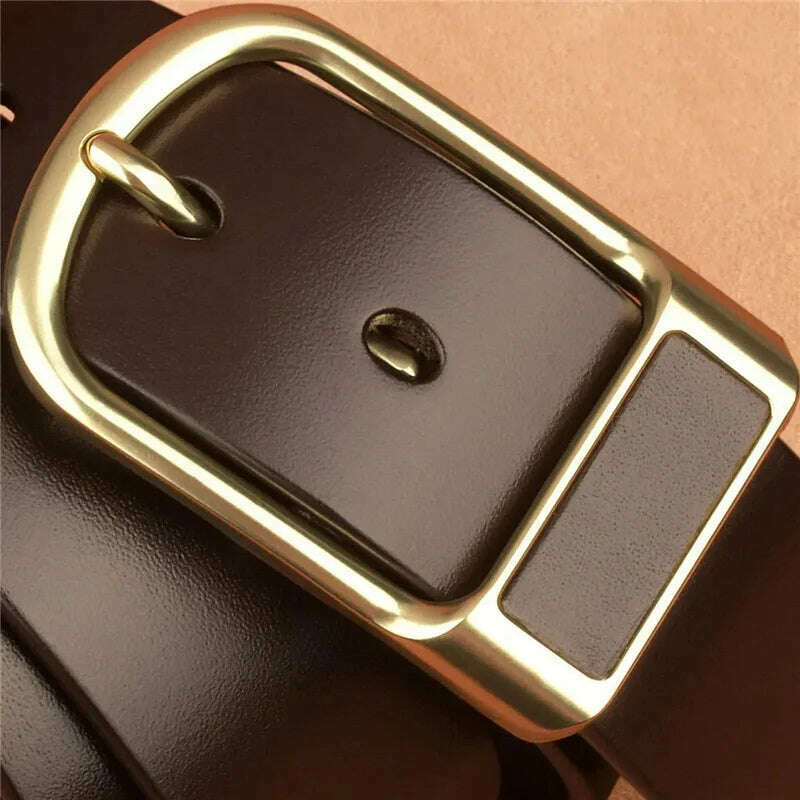 Genuine Leather For Men's High Quality Buckle Jeans Cowskin Casual Belts Business Cowboy Waistband Male Fashion Designer 2022New - KIMLUD