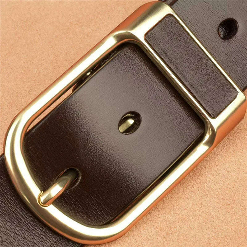 Genuine Leather For Men's High Quality Buckle Jeans Cowskin Casual Belts Business Cowboy Waistband Male Fashion Designer 2022New - KIMLUD