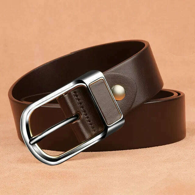 Genuine Leather For Men's High Quality Buckle Jeans Cowskin Casual Belts Business Cowboy Waistband Male Fashion Designer 2022New - KIMLUD