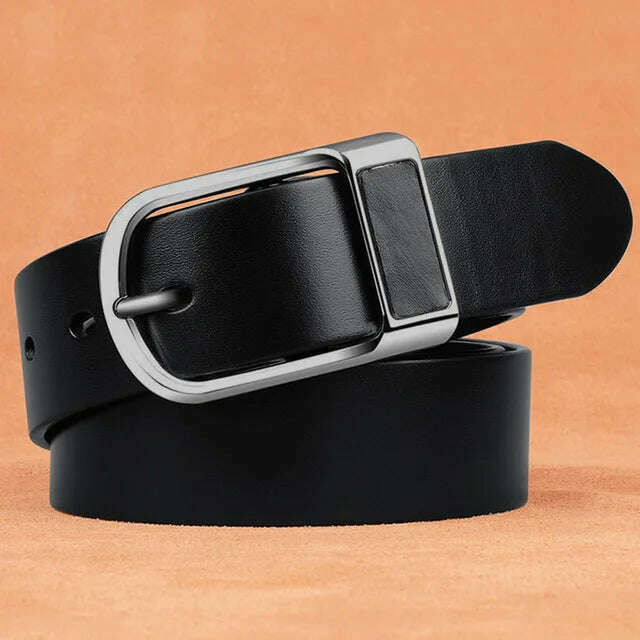 Genuine Leather For Men's High Quality Buckle Jeans Cowskin Casual Belts Business Cowboy Waistband Male Fashion Designer 2022New - KIMLUD