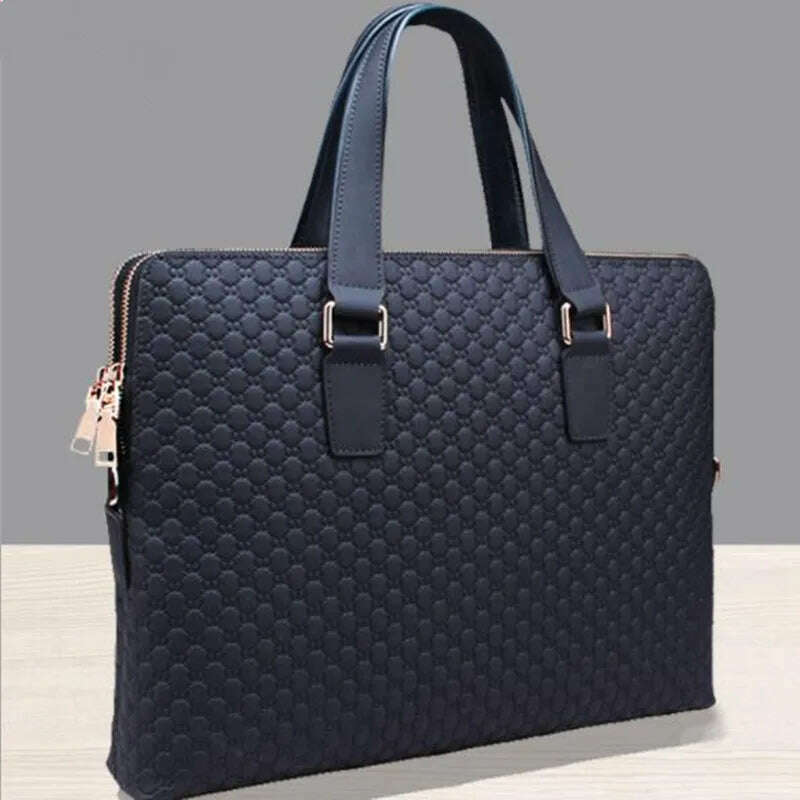 KIMLUD, Genuine Leather Men And Women Handbags Business Briefcase Ladies Shoulder Diagonal Blue/Black 14" Laptop Bag Messenger Bags, KIMLUD Womens Clothes