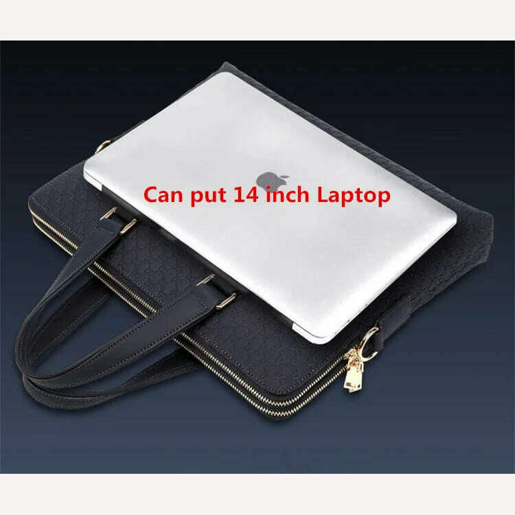KIMLUD, Genuine Leather Men And Women Handbags Business Briefcase Ladies Shoulder Diagonal Blue/Black 14" Laptop Bag Messenger Bags, KIMLUD Womens Clothes