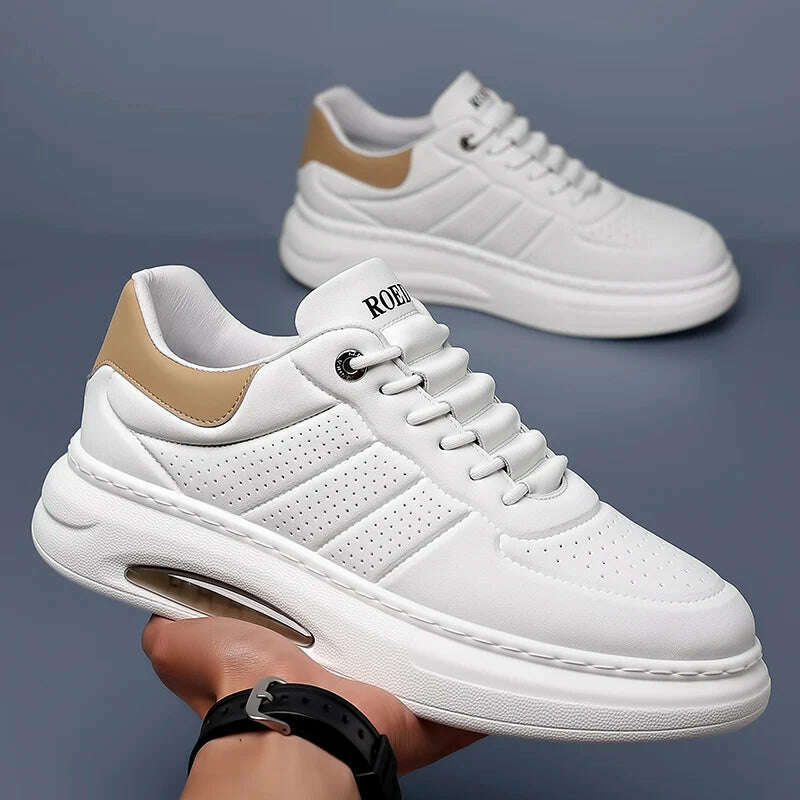 KIMLUD, genuine Leather men Casual Shoes lace up Sneakers Outdoor Walking Shoes Man Comfortable Breathable Male Light Footwear Shoes men, beige / 6.5, KIMLUD APPAREL - Womens Clothes