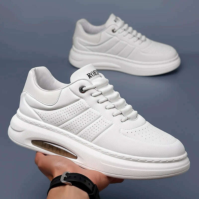 KIMLUD, genuine Leather men Casual Shoes lace up Sneakers Outdoor Walking Shoes Man Comfortable Breathable Male Light Footwear Shoes men, white / 6.5, KIMLUD APPAREL - Womens Clothes