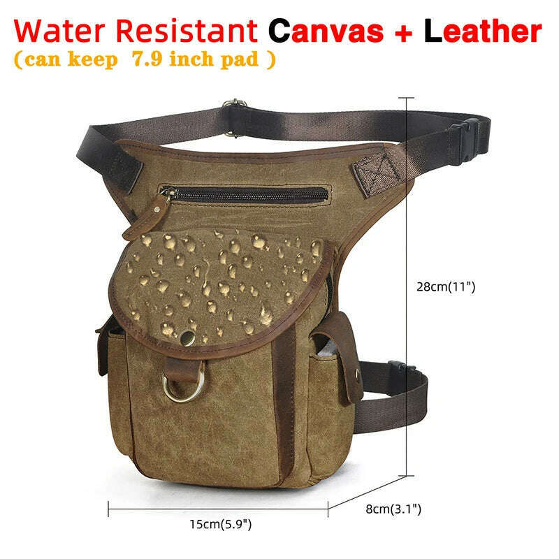 KIMLUD, Genuine Leather Men Design Casual 8" Tablet Messenger Sling Bag Multifunction Fashion Travel Waist Belt Pack Leg Bag Male 9938-G, KIMLUD Womens Clothes