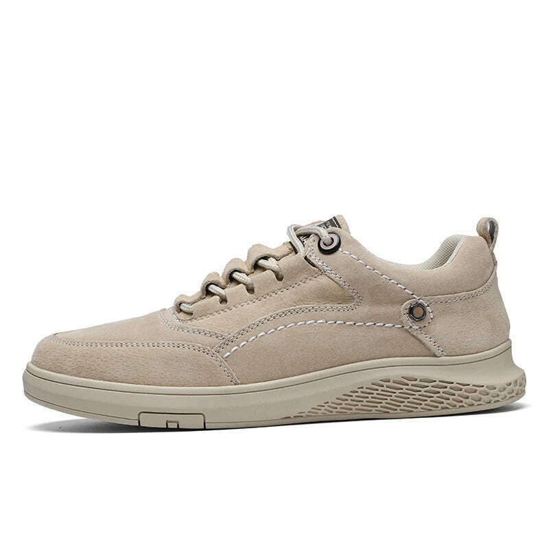 KIMLUD, Genuine Leather Men Shoes fashion Loafers Breathable Autumn lace up comfortable Casual Shoes Men Outdoor Sneakers shoes Zapatos, Beige / 38, KIMLUD APPAREL - Womens Clothes