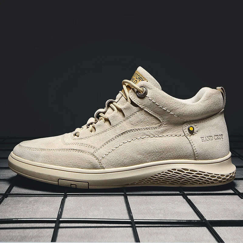 KIMLUD, Genuine Leather Men Shoes fashion Loafers Breathable Autumn lace up comfortable Casual Shoes Men Outdoor Sneakers shoes Zapatos, sand 1 / 38, KIMLUD APPAREL - Womens Clothes
