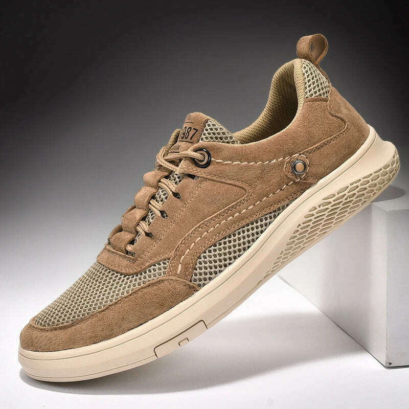 KIMLUD, Genuine Leather Men Shoes fashion Loafers Breathable Autumn lace up comfortable Casual Shoes Men Outdoor Sneakers shoes Zapatos, Brown 2 / 38, KIMLUD APPAREL - Womens Clothes