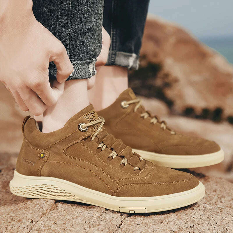 KIMLUD, Genuine Leather Men Shoes fashion Loafers Breathable Autumn lace up comfortable Casual Shoes Men Outdoor Sneakers shoes Zapatos, KIMLUD Womens Clothes