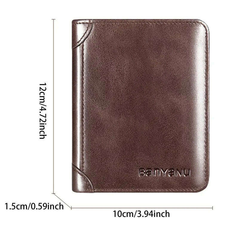Genuine Leather Men's Wallet RFID Anti-theft Brush Ultra-thin Top Layer Cowhide Short Genuine Leather Wallet Wholesale - KIMLUD