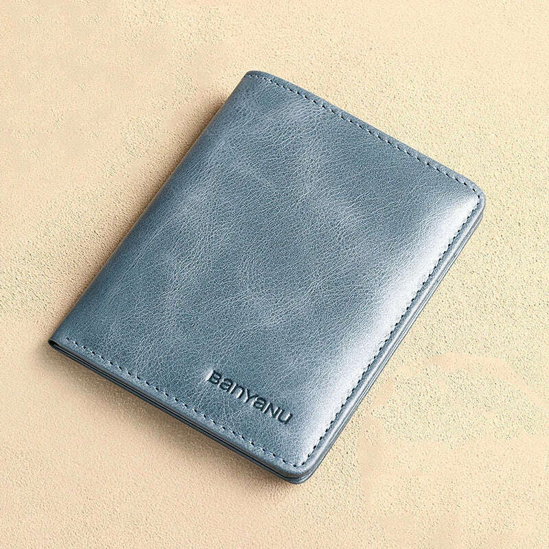 KIMLUD, Genuine Leather Rfid Wallet for Men Slim Vertical Wallets Black Thin Short ID Credit Card Holder Minimalist Men's Blue Money Bag, Vintage Blue, KIMLUD Womens Clothes