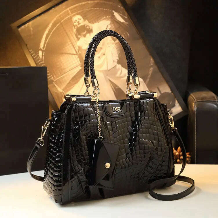KIMLUD, Genuine Leather Women Handbags 2023 New Fashion Lady Portable Tote Bag Large-capacity Cowhide Middle-aged Mom Shoulder Bags, black, KIMLUD APPAREL - Womens Clothes