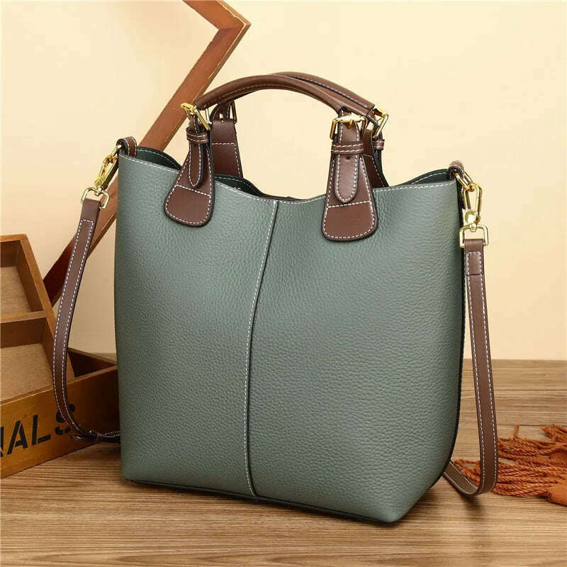 KIMLUD, Genuine Leather Women Tote Bag Patchwork Female Leather Handbag Casual Ladies Shoulder or Messenger Bags, blue handbag, KIMLUD APPAREL - Womens Clothes