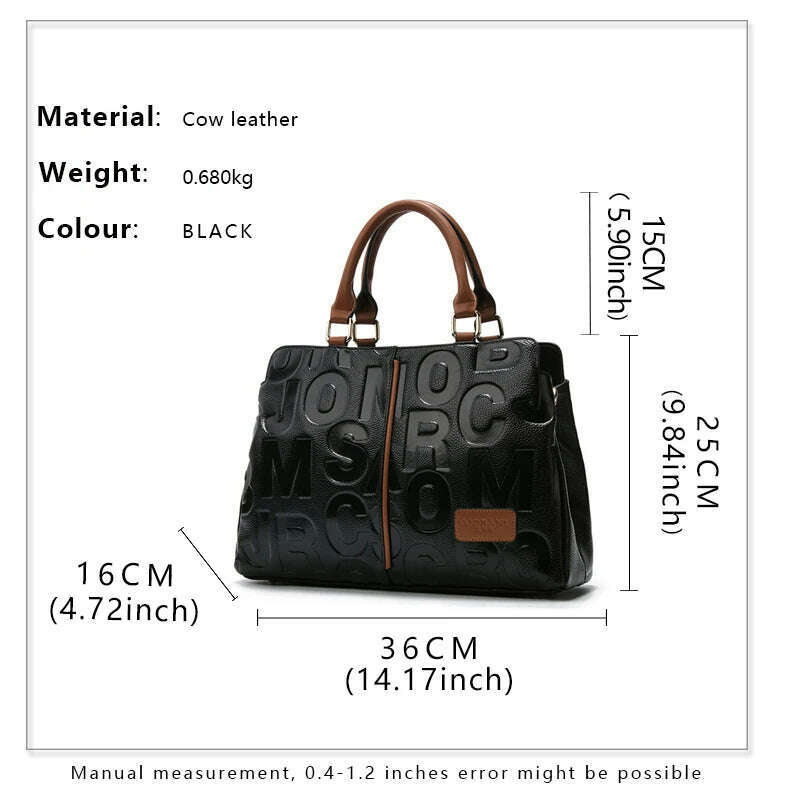 KIMLUD, Genuine Leather Women's Bag 2023 New Fashion Cowhide One Shoulder Crossbody Bag Women's Bag Large Capacity Handbag Women's Bag, KIMLUD Womens Clothes