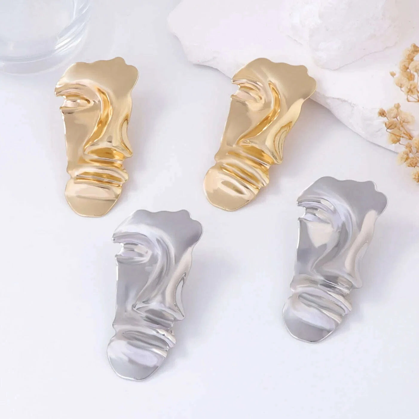 Geometric Earrings Face Geometry Cubic Zirconia Zinc Alloy Silver | KIMLUD