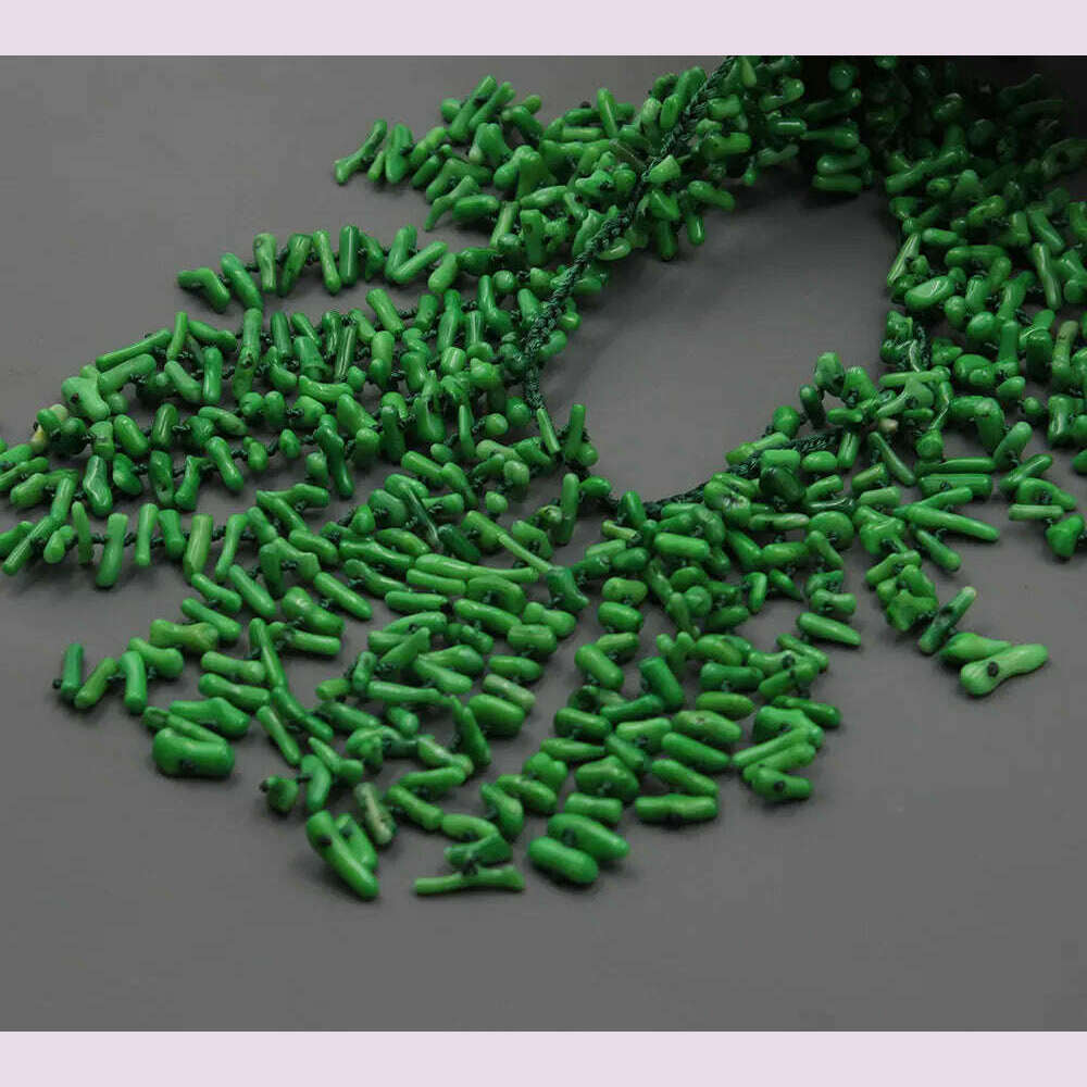 KIMLUD, GG 18" Handwork Green Coral Chips Chokers Dangle Necklace Handmade For Women, KIMLUD Womens Clothes