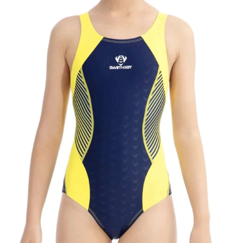 Girls' Competition Swimsuit High Performance Sharkskin Triangle Racing Swimsuit Quick Dry Training Swimwear