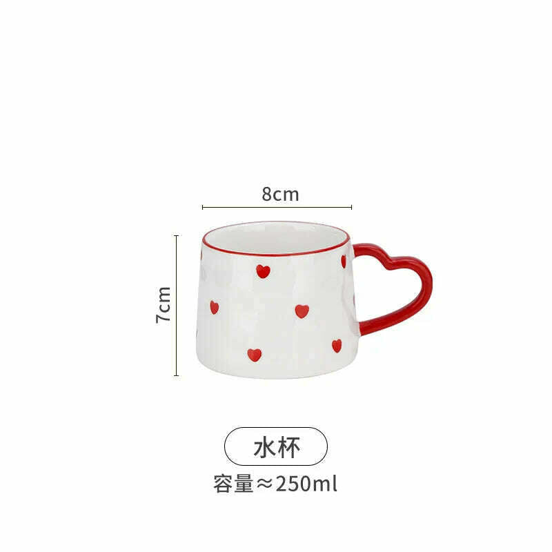 KIMLUD, Girl's Heart Afternoon Tea Set Home Water Cup Simple and cute souvenir coffee cup set, Mug / 250-650ml, KIMLUD Womens Clothes