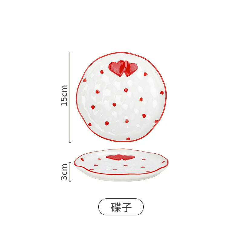 KIMLUD, Girl's Heart Afternoon Tea Set Home Water Cup Simple and cute souvenir coffee cup set, plate / 250-650ml, KIMLUD APPAREL - Womens Clothes