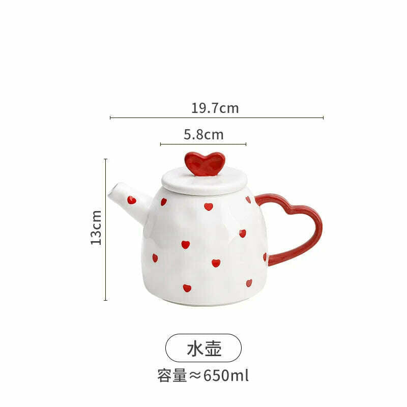 KIMLUD, Girl's Heart Afternoon Tea Set Home Water Cup Simple and cute souvenir coffee cup set, Even pot / 250-650ml, KIMLUD Womens Clothes