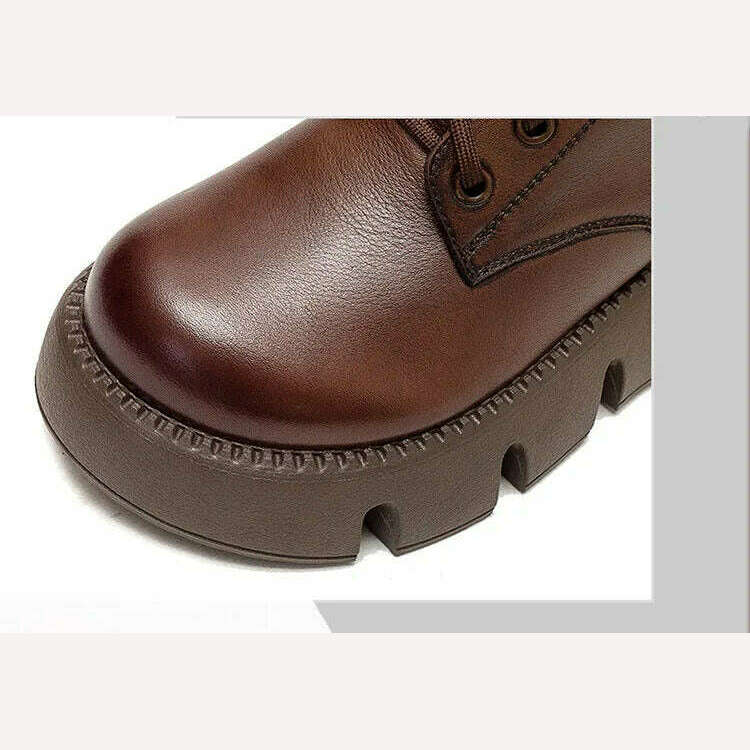 KIMLUD, GKTINOO 2023 Vintage Style Genuine Leather Women Boots Flat Booties Soft Cowhide Women's Shoes Zip Ankle Boots zapatos mujer, KIMLUD Womens Clothes