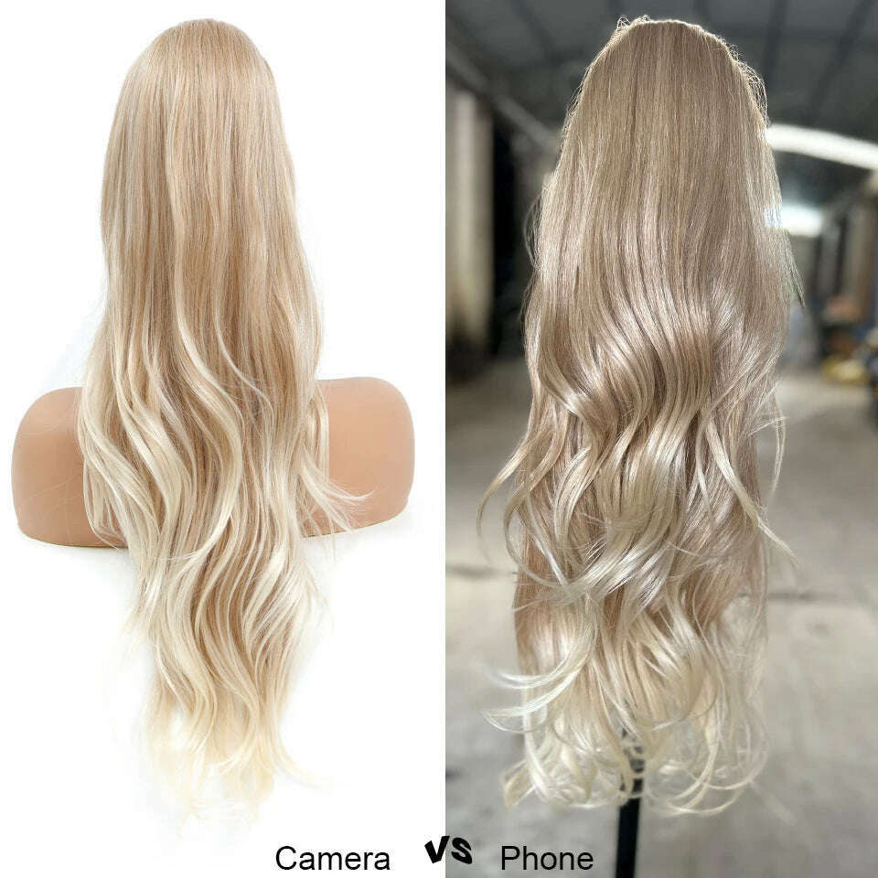 KIMLUD, Gladys Weave Ponytail Extensions Synthetic Long 28 Inches Curls Ponytail For Women  Horse False Weave Pony Tail Overh Free Ship, KIMLUD Womens Clothes
