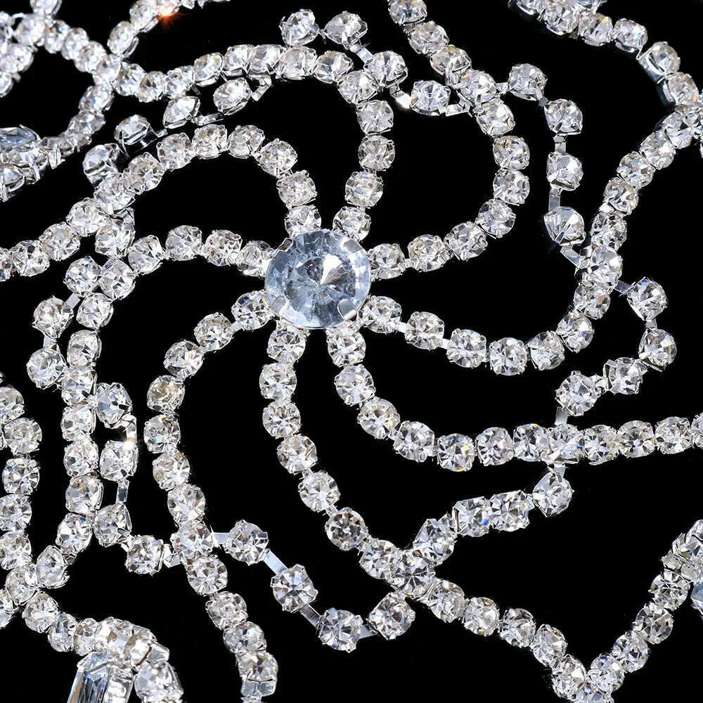 Glam Fringe Crystal Hat Cap Luxury Hair Accessories Tiara Bride Wedding Pendant Hair Chain Jewelry Headpiece Rhinestone Decor - KIMLUD