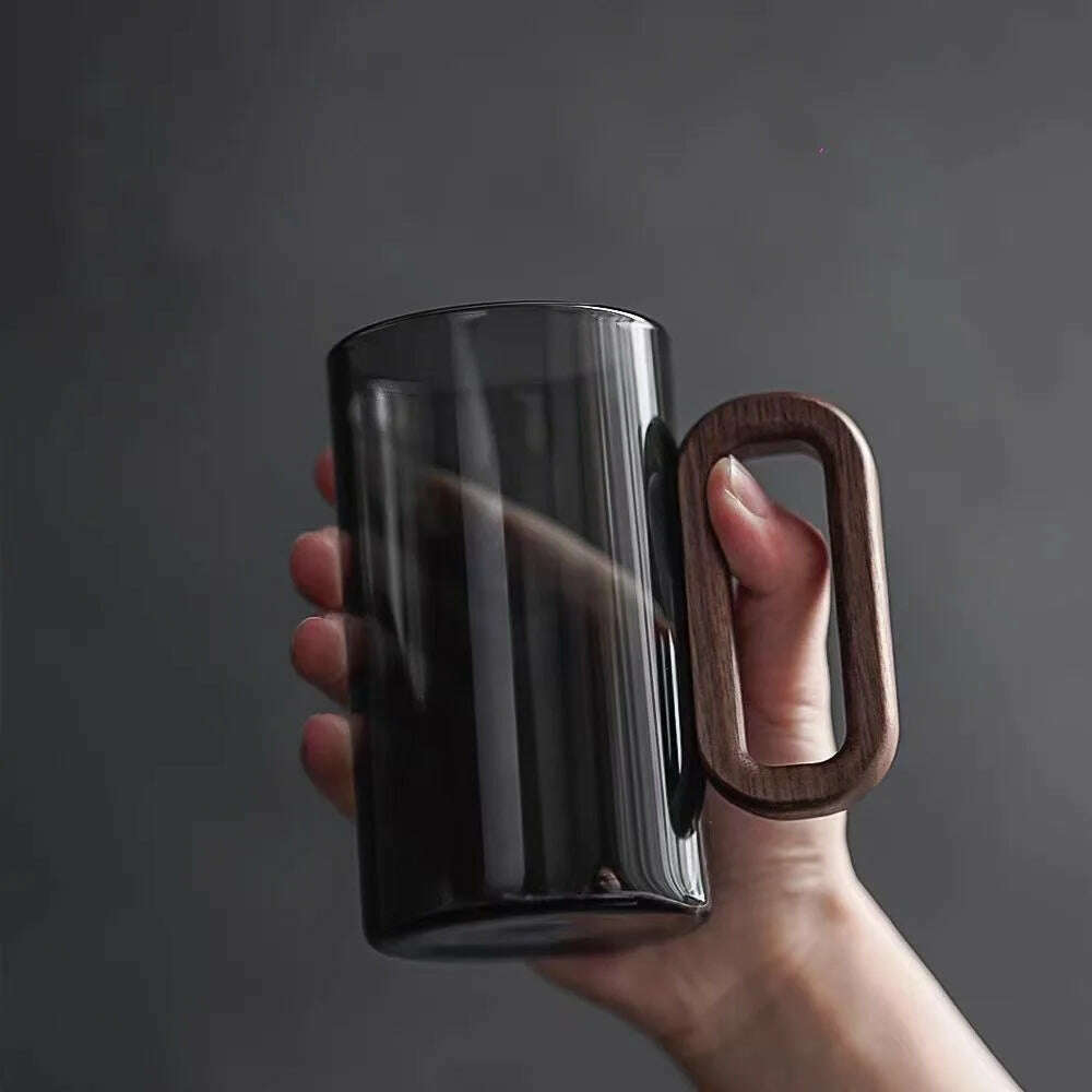 Glass wood single-layer cup high borosilicate Pyrex tea cup large capacity drinking water coffee cup - KIMLUD