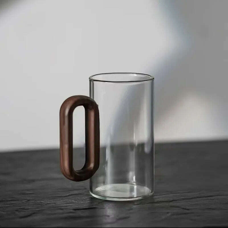 Glass wood single-layer cup high borosilicate Pyrex tea cup large capacity drinking water coffee cup - KIMLUD