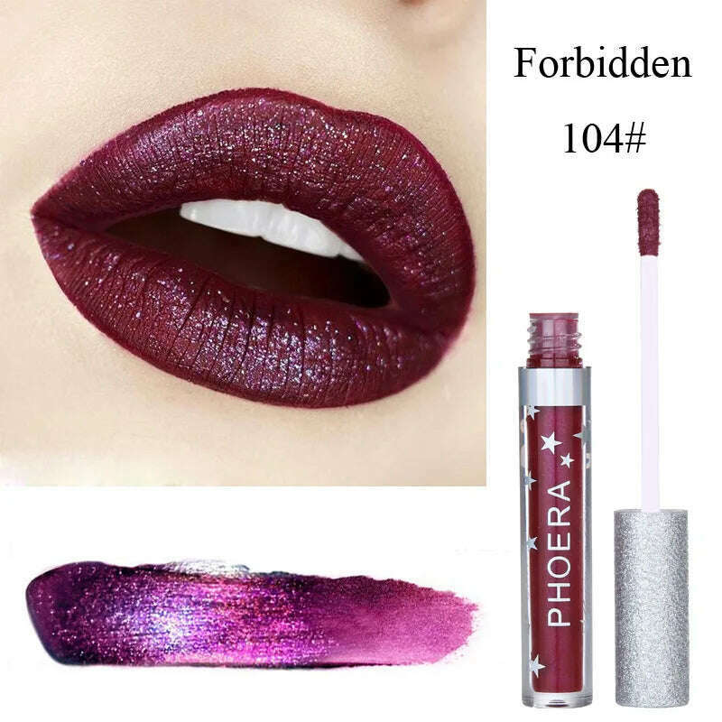 KIMLUD, Glitter Lip Gloss Liquid Shimmer Matte Lipstick Waterproof Metallic Glitter-Charming Lipgloss Lips Beauty Makeup TSLM2, 104 / CHINA, KIMLUD APPAREL - Womens Clothes