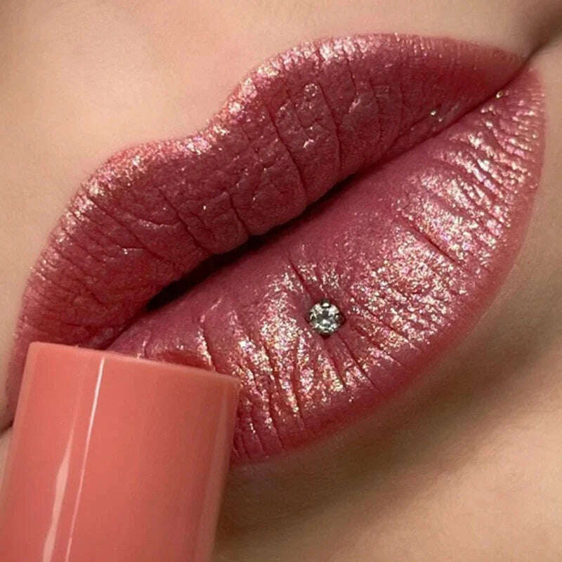 KIMLUD, Glitter Lipstick 9 Colors Waterproof Long Lasting Non-stick Cup Velve Nude Red Mermaid Sexy Shimmer Lipsticks Makeup Cosmetic, KIMLUD Womens Clothes