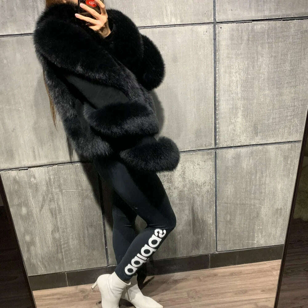 KIMLUD, GO BALLISTIC YA Real Fur Jacket Female Fox Fur Coat Women Winter Warm Fur Cloth, KIMLUD Womens Clothes