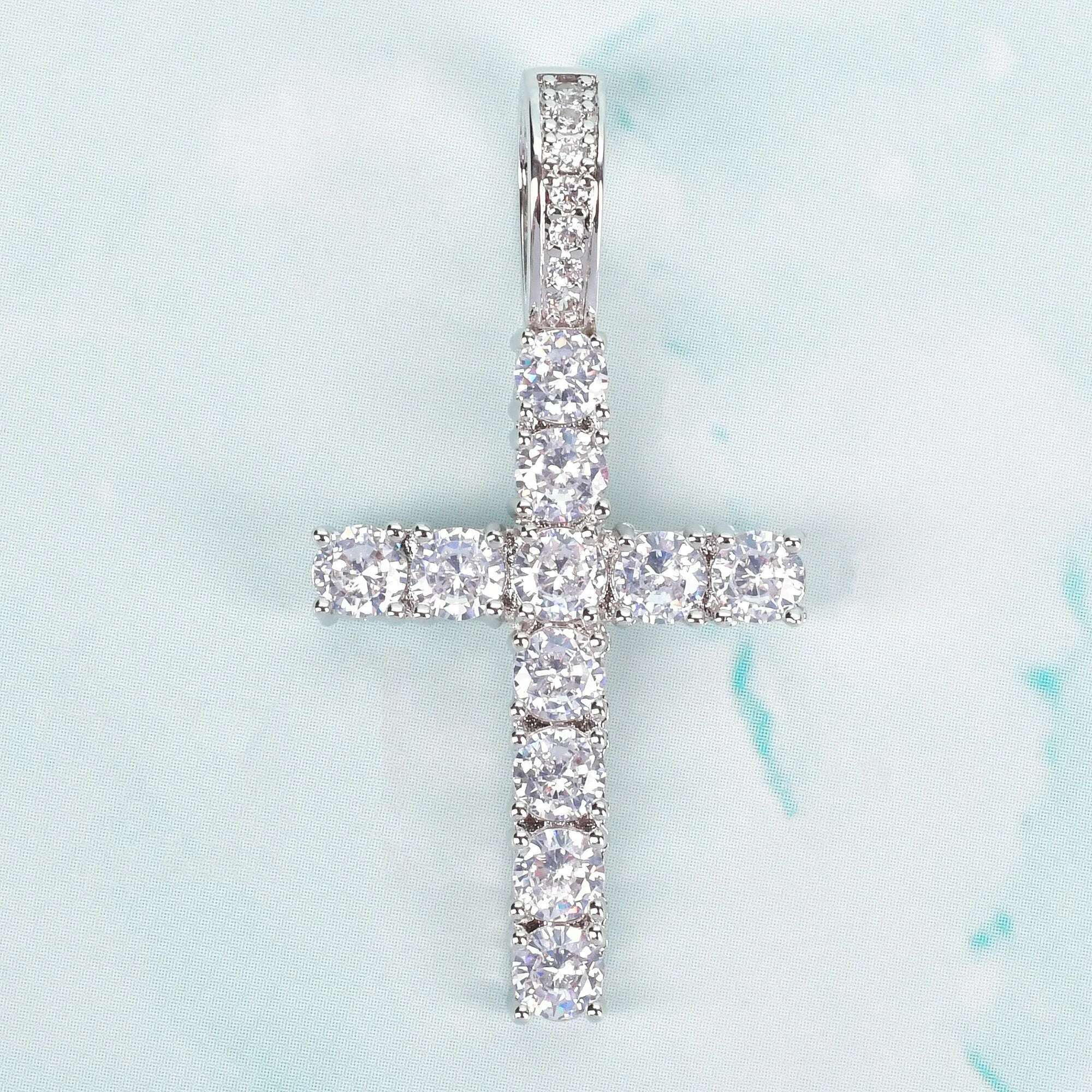 KIMLUD, Gold Color Zircon Cross Pendant For Men Women Plated Hip Hop Rock Street Iced CZ Necklace Jewelry, KIMLUD Womens Clothes