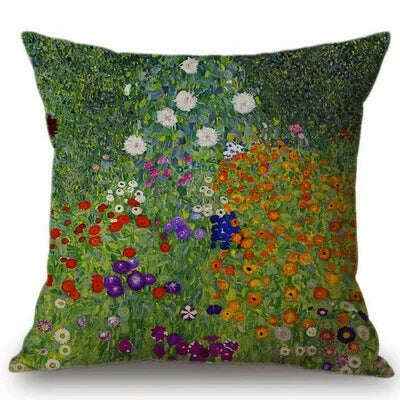Gold Oil Painting Throw Pillow Cover Gustav Klimt Gallery Pillow Case Home Decorative Pillow Linen Pillowcase Sofa Cushion - KIMLUD