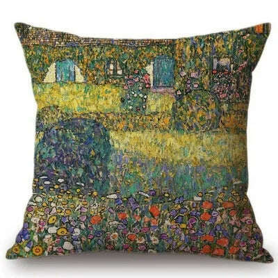 Gold Oil Painting Throw Pillow Cover Gustav Klimt Gallery Pillow Case Home Decorative Pillow Linen Pillowcase Sofa Cushion - KIMLUD