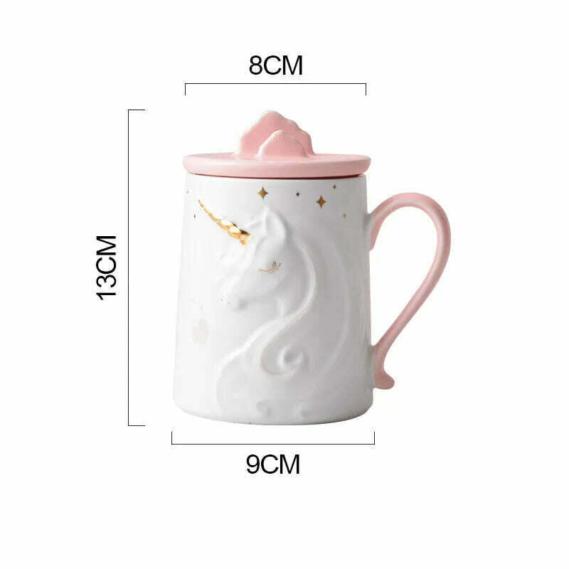 Gorgeous Relief Unicorn Coffee Mug with Mobile Phone Holder Lid Cute Water Tea Ceramic Milk Breakfast Cup Creative Gift - KIMLUD