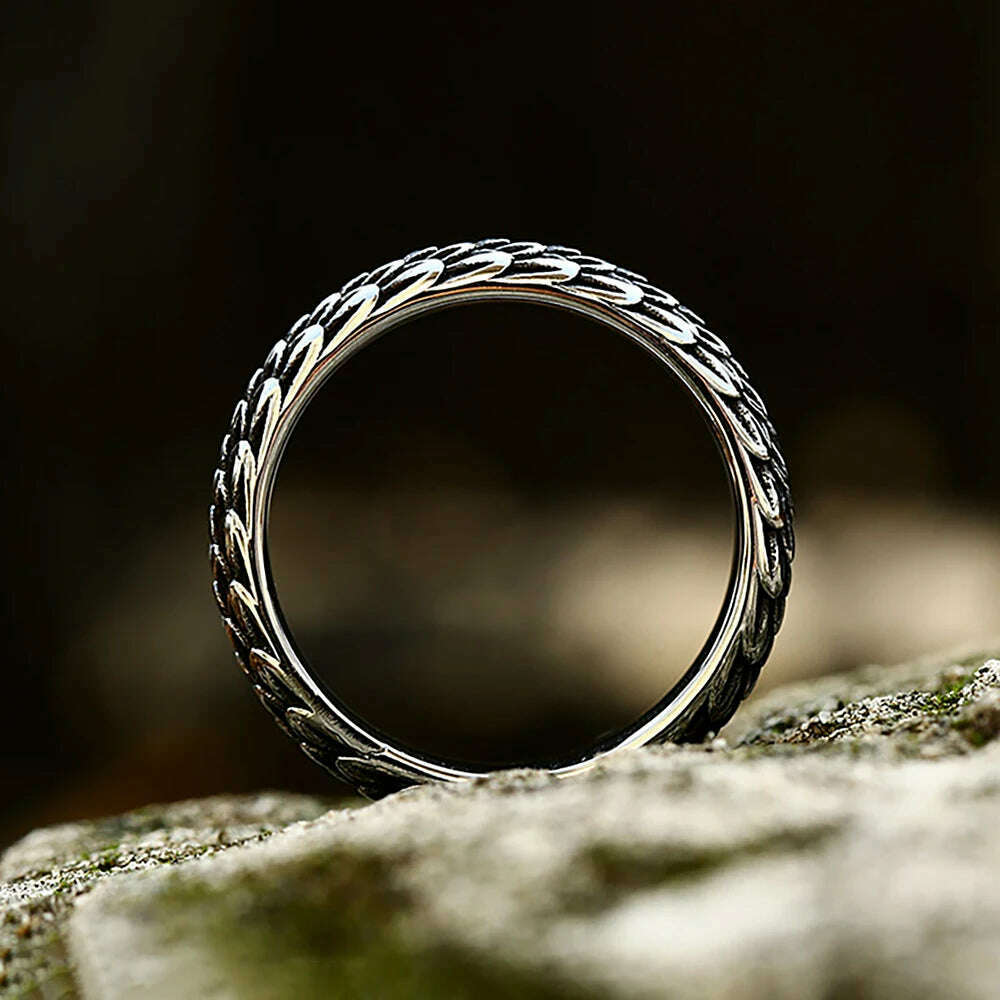 Gothic Vintage Norse Viking Dragon Scales Rings For Men Women Fashion Simple Stainless Steel Amulet Jewelry Gifts Dropshipping - KIMLUD