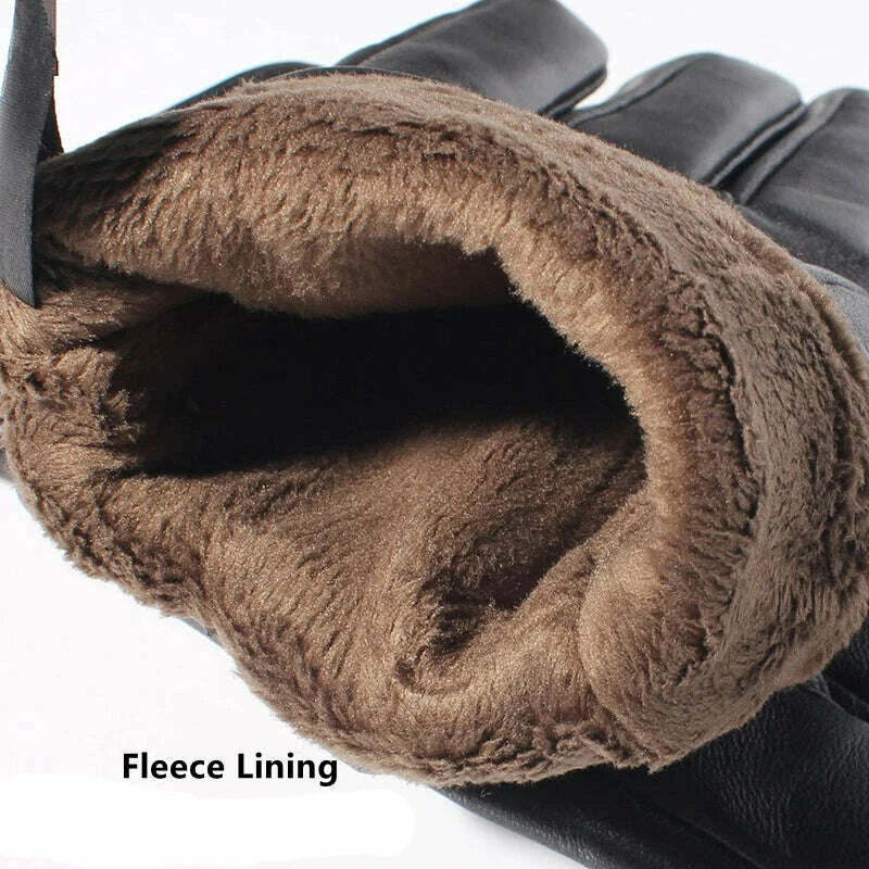 KIMLUD, Gours Men's Genuine Leather Gloves Real Sheepskin Black Touch Screen Gloves Button Fleece Lining Winter Warm Mittens New GSM050, Black Fleece Lining / S, KIMLUD Womens Clothes