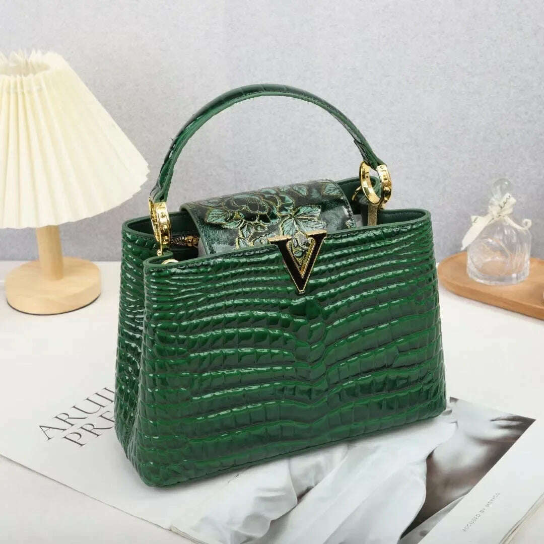 KIMLUD, Gradient Crocodile Tote Bag Fashion Leather Handbags 2023 Ladies Handbag Crossbody Bolsas De Mujer, green, KIMLUD APPAREL - Womens Clothes