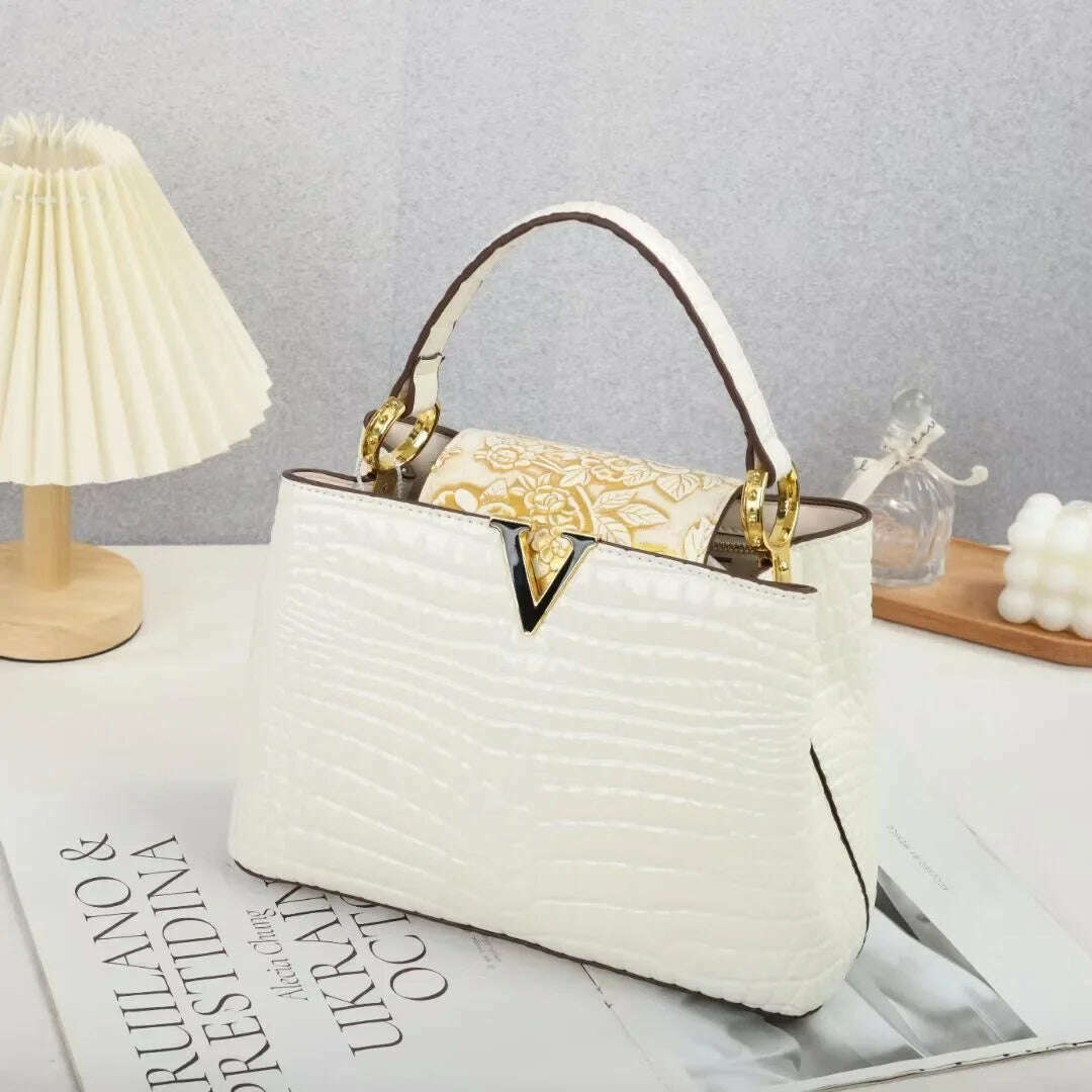 KIMLUD, Gradient Crocodile Tote Bag Fashion Leather Handbags 2023 Ladies Handbag Crossbody Bolsas De Mujer, WHITE, KIMLUD APPAREL - Womens Clothes